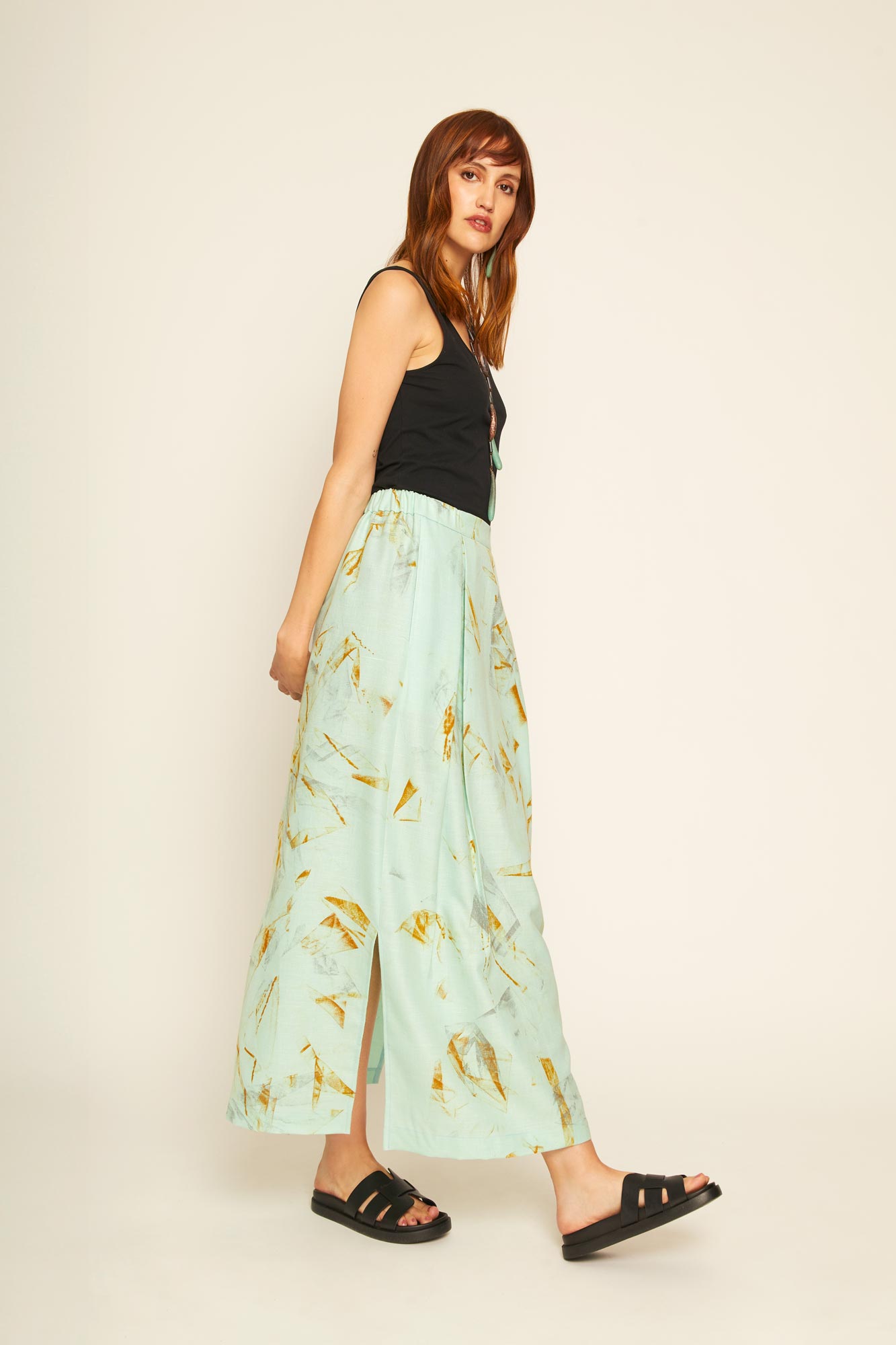Falda Midi Eroessa Celeste Estampada